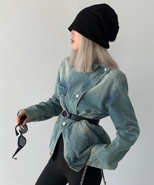 Stand Out Collar Denim Jacket